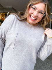 Pocketful of Cozy Hacci Sweater in Heathered Mocha