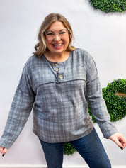 Cozy Cabin Plaid Top in Charcoal