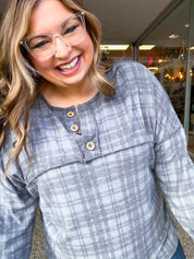 Cozy Cabin Plaid Top in Charcoal