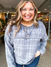 Cozy Cabin Plaid Top in Charcoal