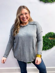 Seams Just Right Long Sleeve Top  in Black