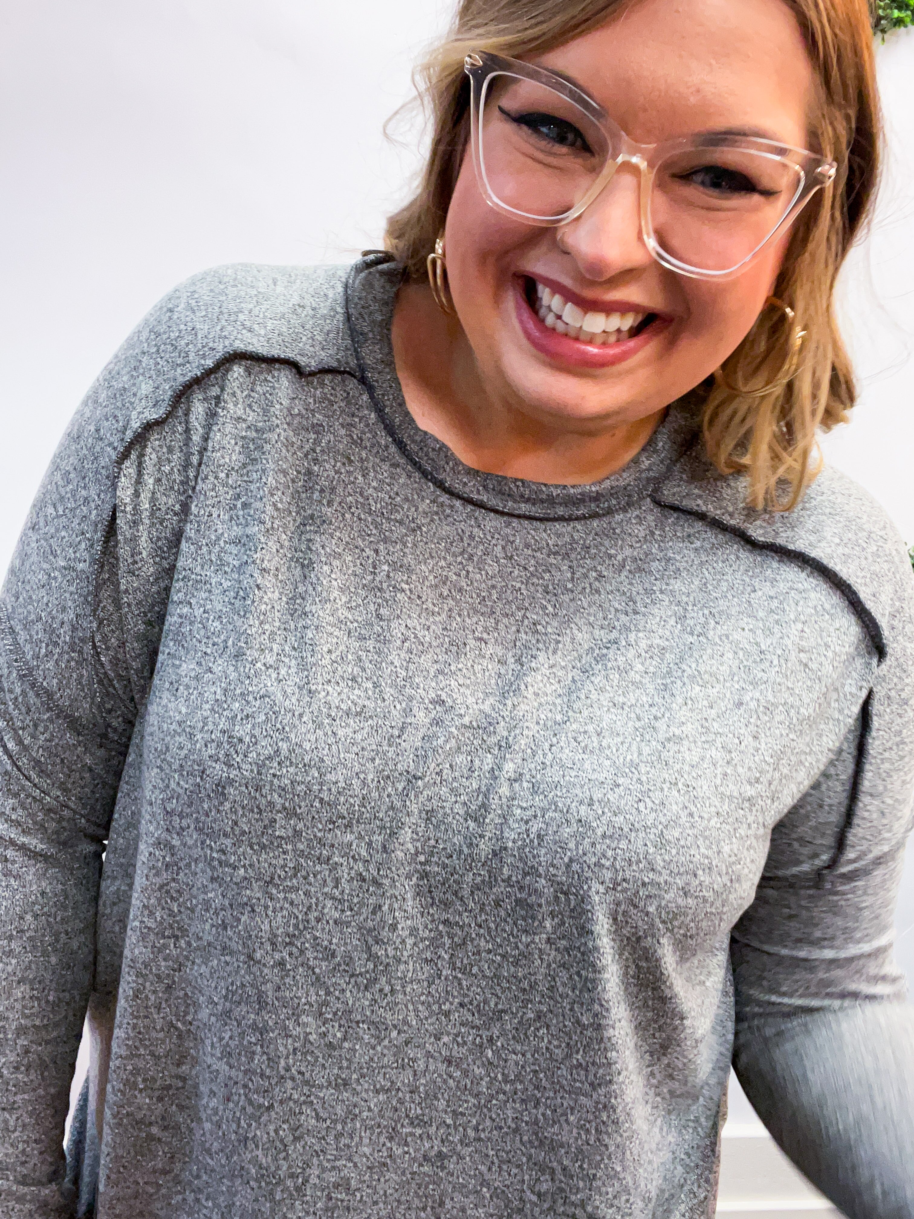 Seams Just Right Long Sleeve Top  in Black