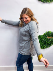 Seams Just Right Long Sleeve Top  in Black