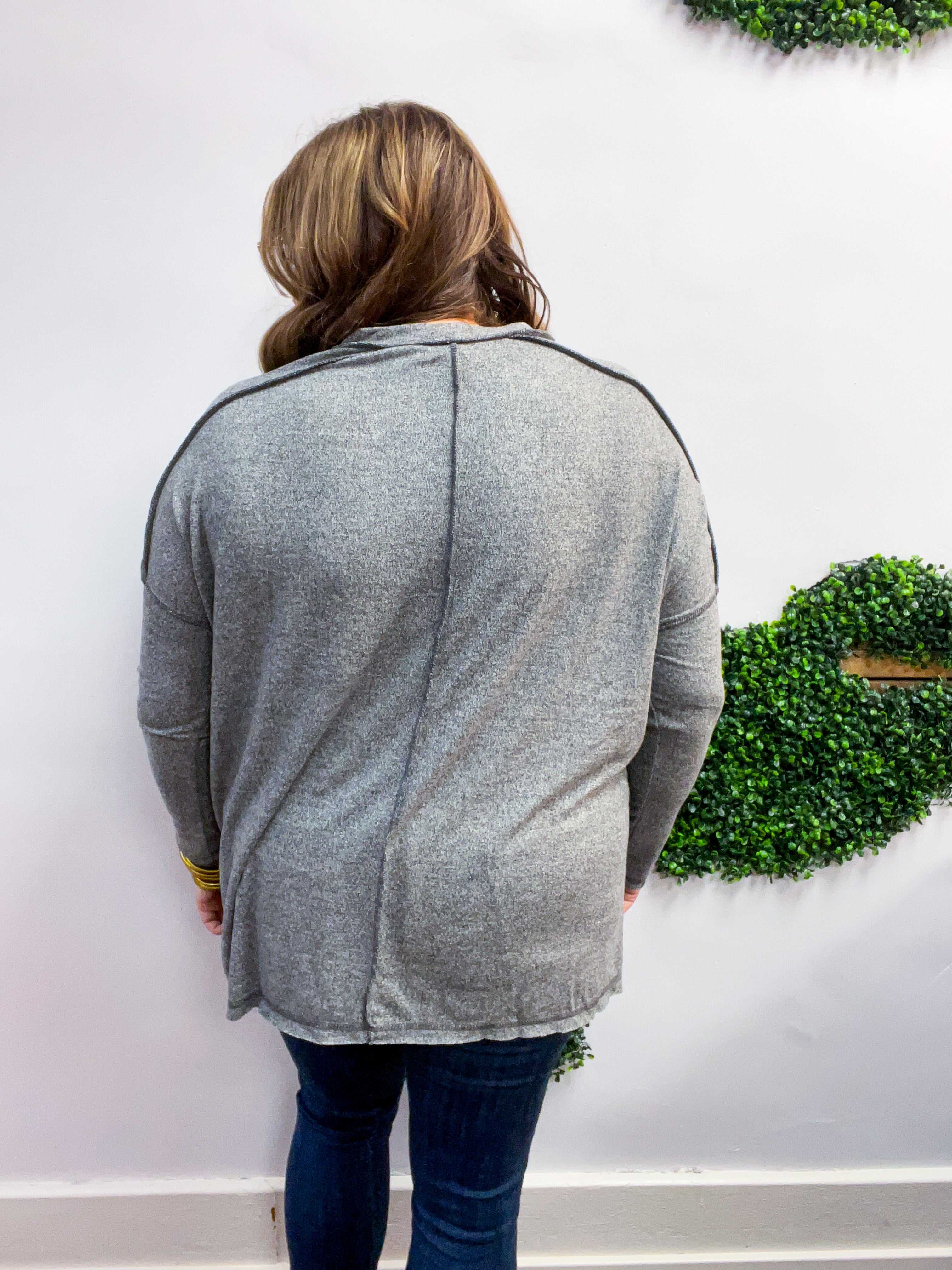 Seams Just Right Long Sleeve Top  in Black