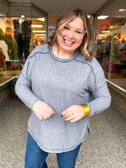Seams Just Right Long Sleeve Top  in Black