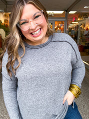 Seams Just Right Long Sleeve Top  in Black