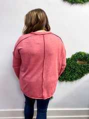 Seams Just Right Long Sleeve Top in Red