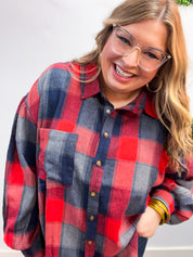 Checkmate Bubble Sleeve Flannel Top