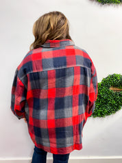 Checkmate Bubble Sleeve Flannel Top