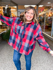 Checkmate Bubble Sleeve Flannel Top