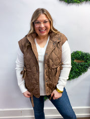 Tied & True Quilted Vest in Brown