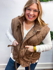 Tied & True Quilted Vest in Brown