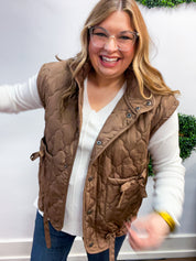 Tied & True Quilted Vest in Brown