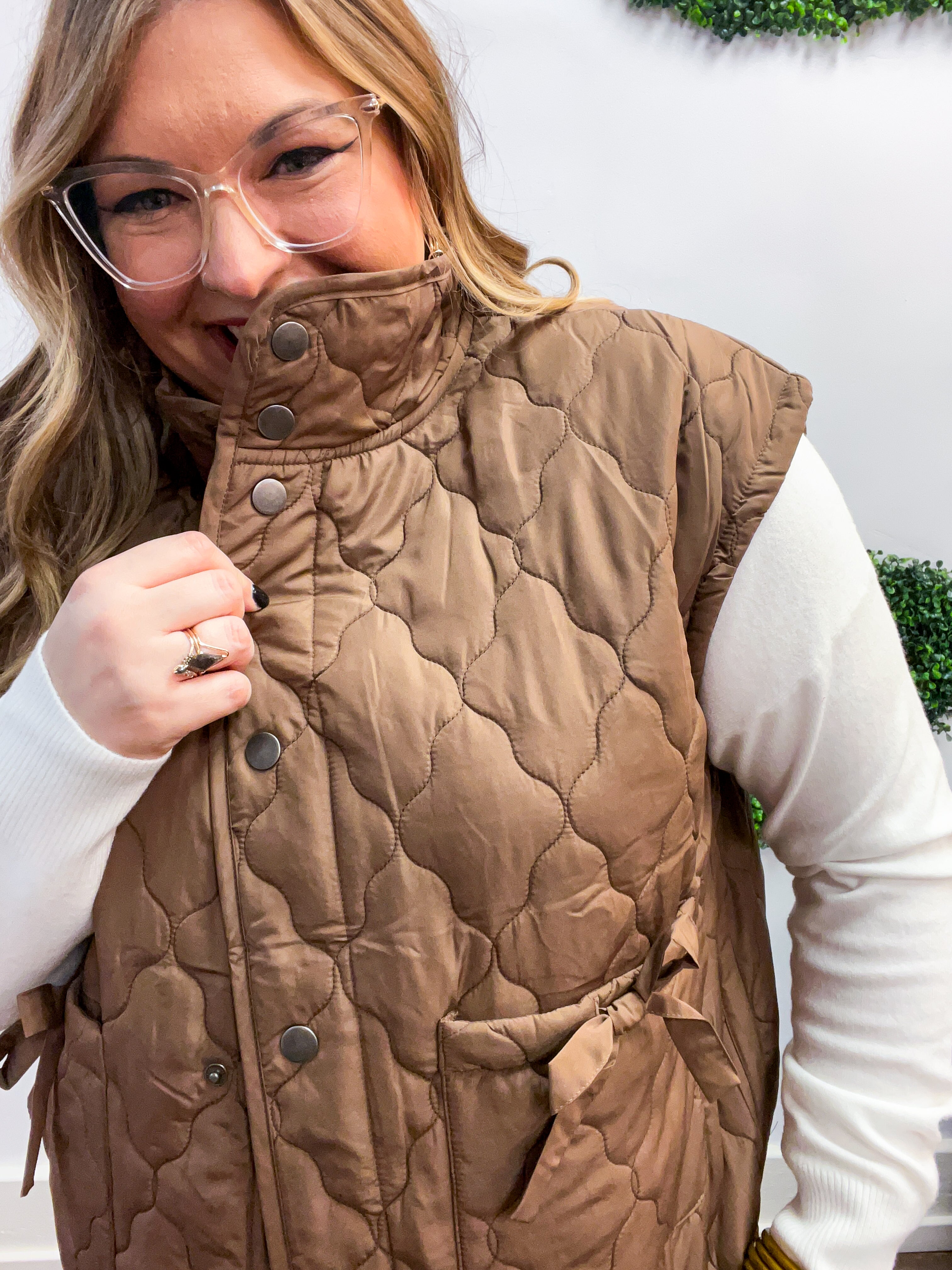 Tied & True Quilted Vest in Brown