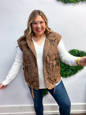 Tied & True Quilted Vest in Brown