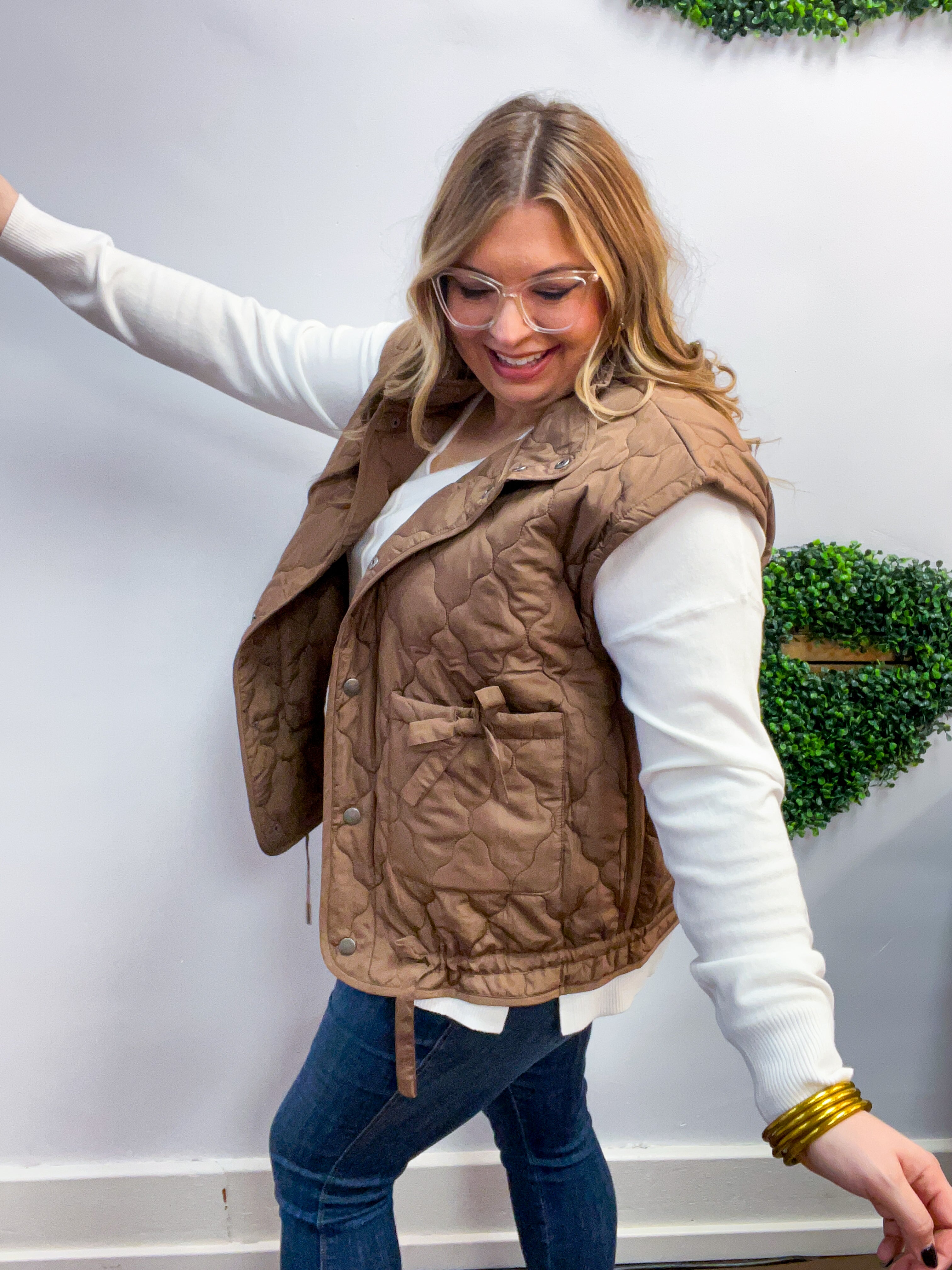 Tied & True Quilted Vest in Brown
