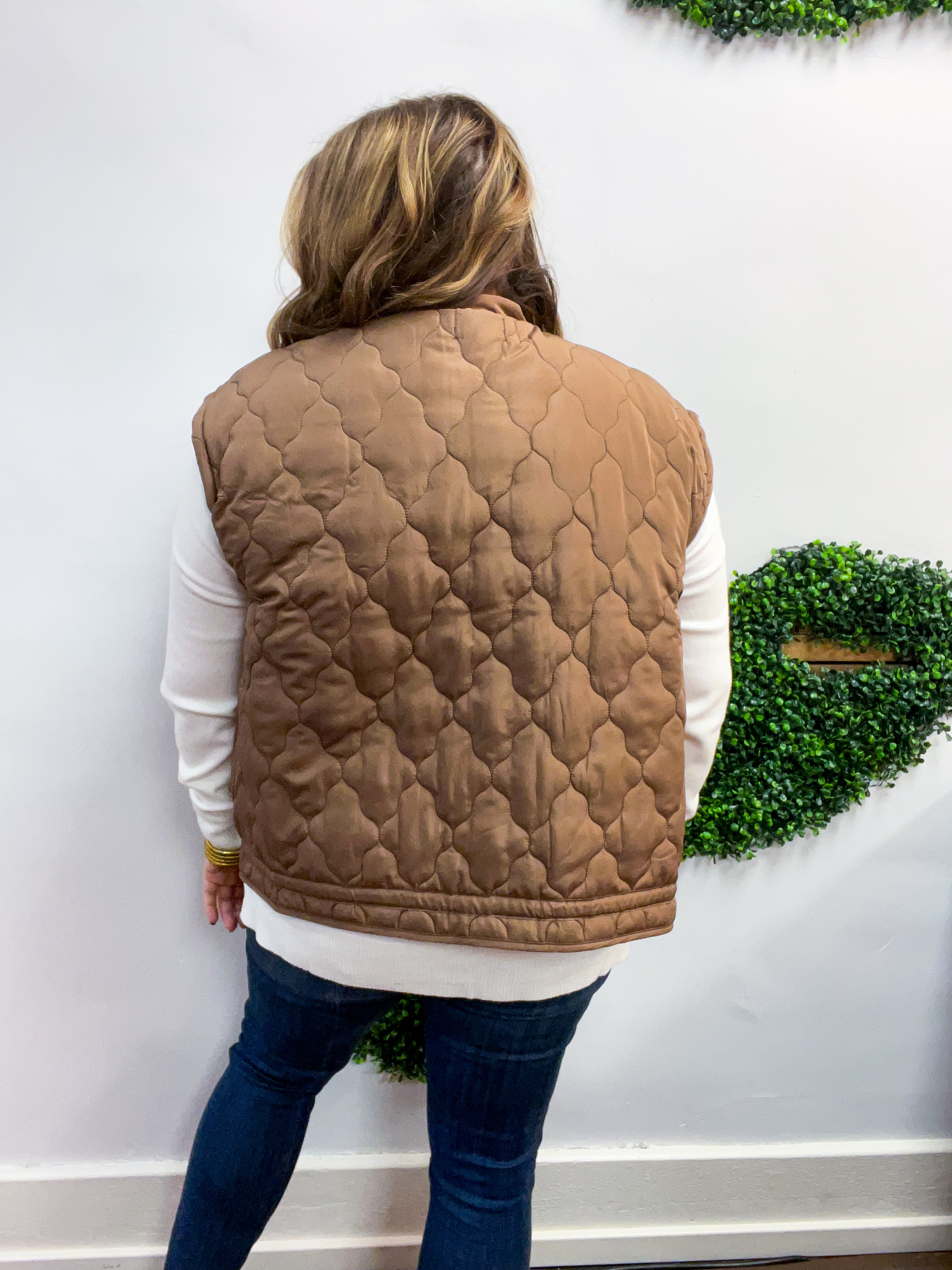 Tied & True Quilted Vest in Brown