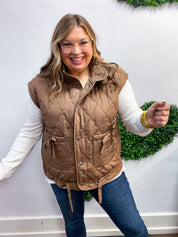 Tied & True Quilted Vest in Brown