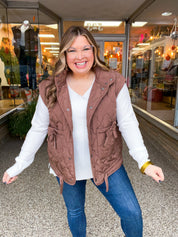 Tied & True Quilted Vest in Brown