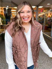 Tied & True Quilted Vest in Brown