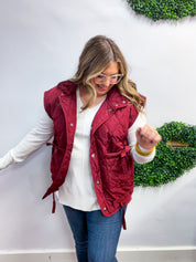 Tied & True Quilted Vest in Burgundy