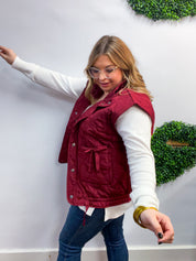 Tied & True Quilted Vest in Burgundy