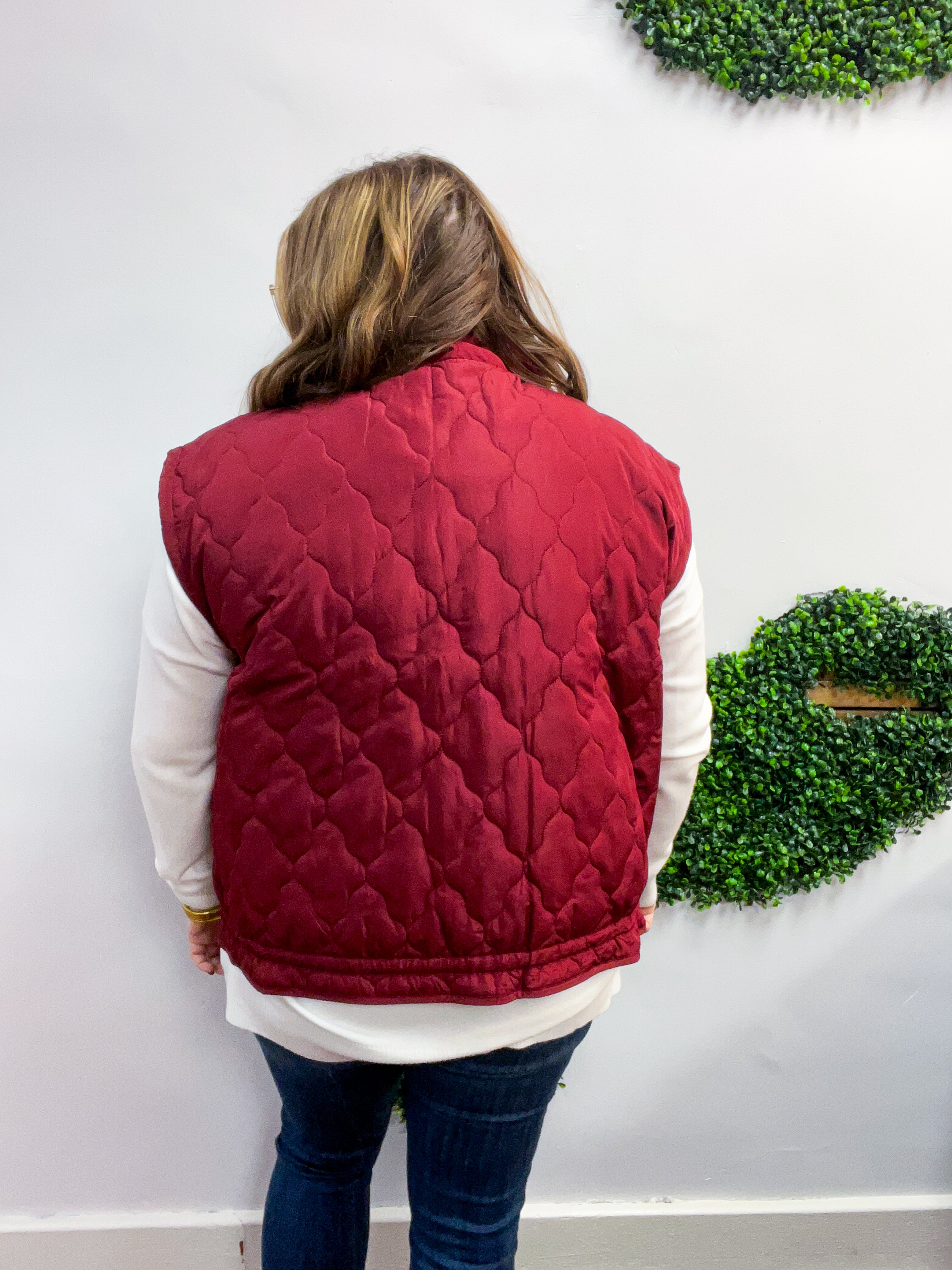 Tied & True Quilted Vest in Burgundy
