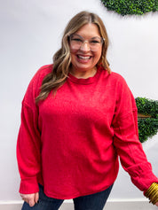 Meadow Ridge Drop Shoulder Sweater in Red