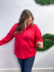 Meadow Ridge Drop Shoulder Sweater in Red