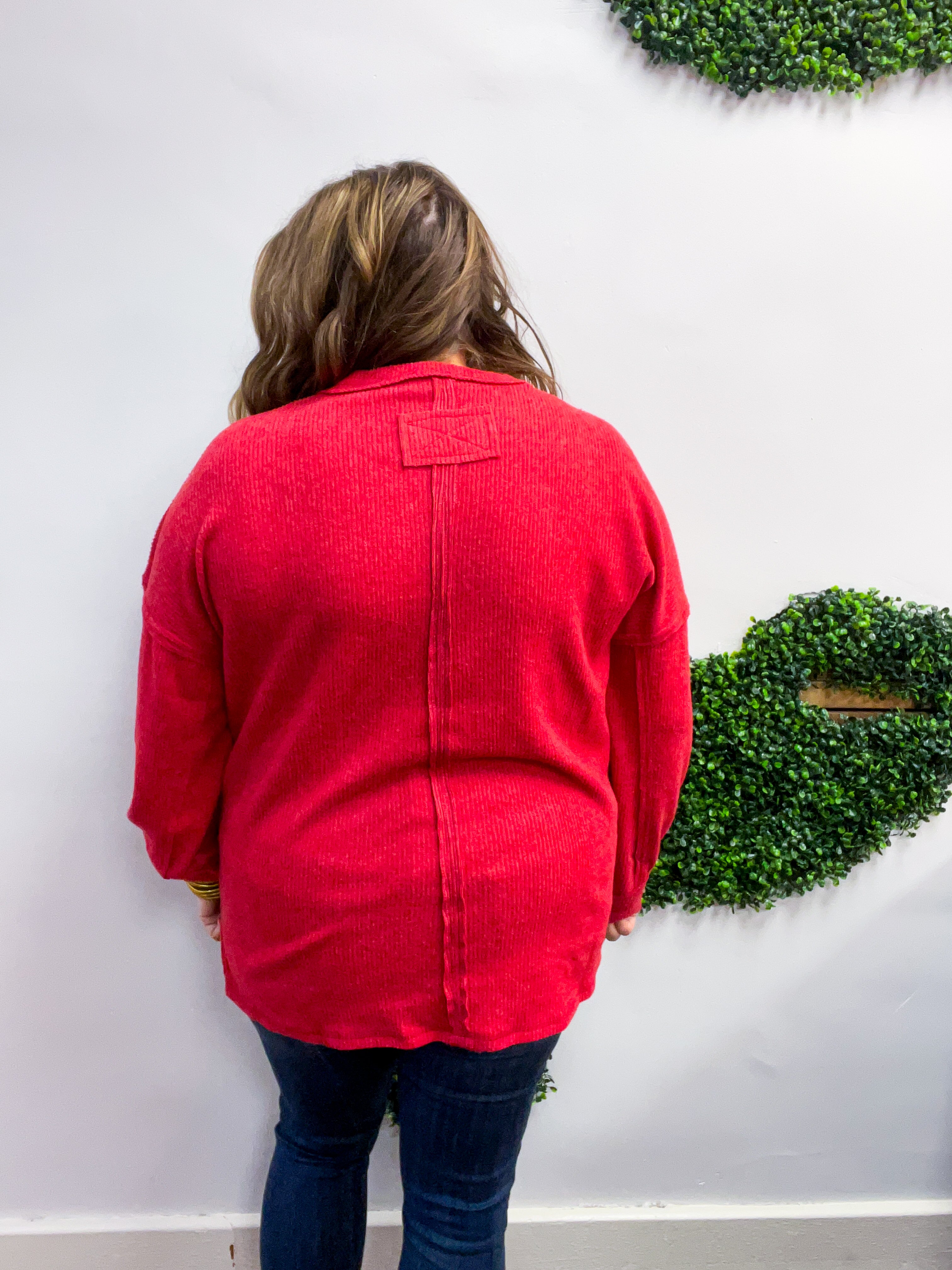 Meadow Ridge Drop Shoulder Sweater in Red