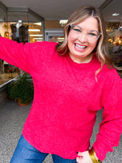 Meadow Ridge Drop Shoulder Sweater in Red