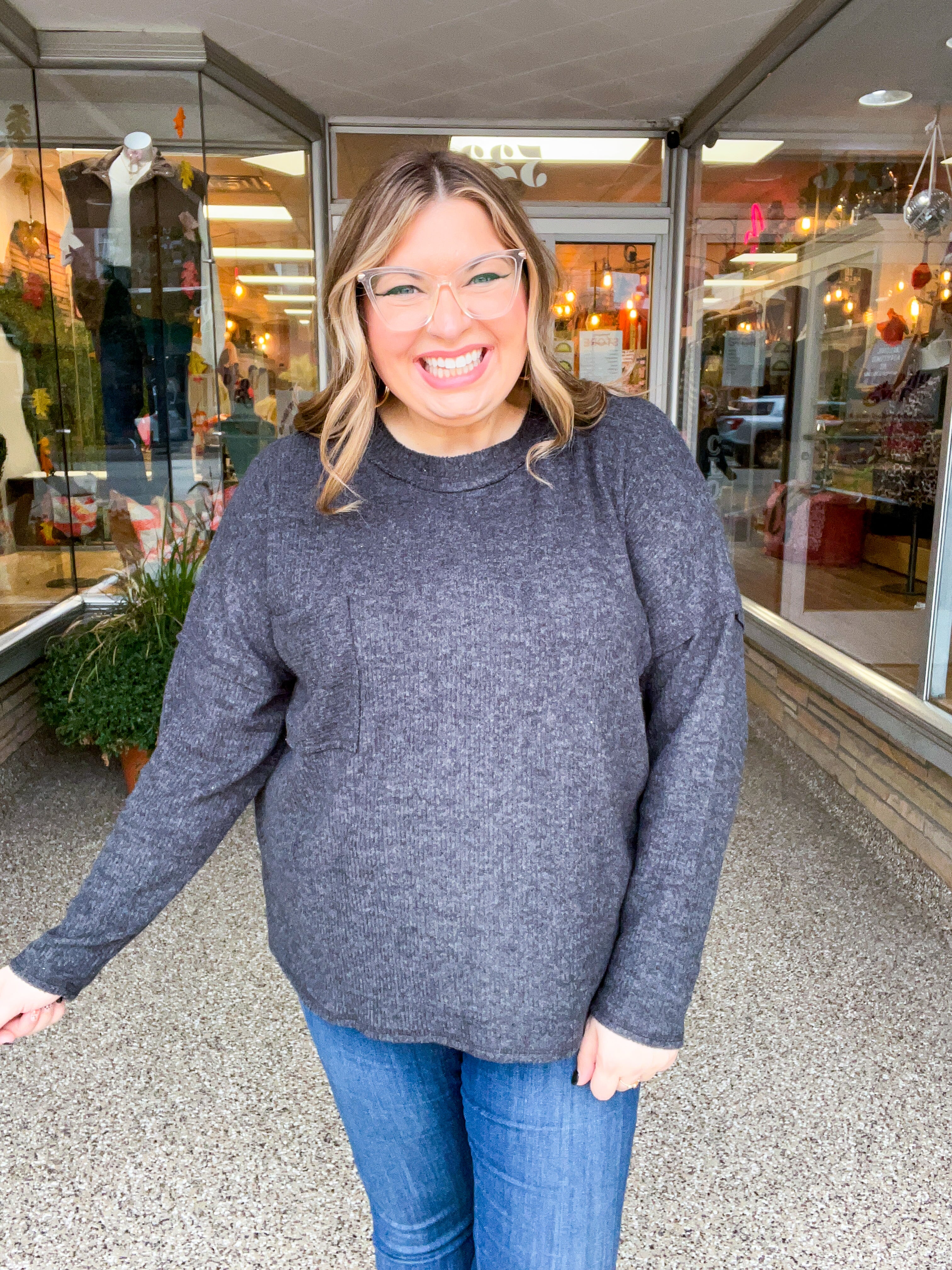 Pocketful of Cozy Hacci Sweater in Black