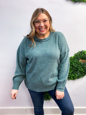 Meadow Ridge Drop Shoulder Sweater in Jade