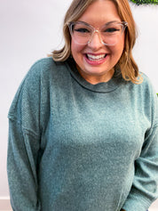 Meadow Ridge Drop Shoulder Sweater in Jade