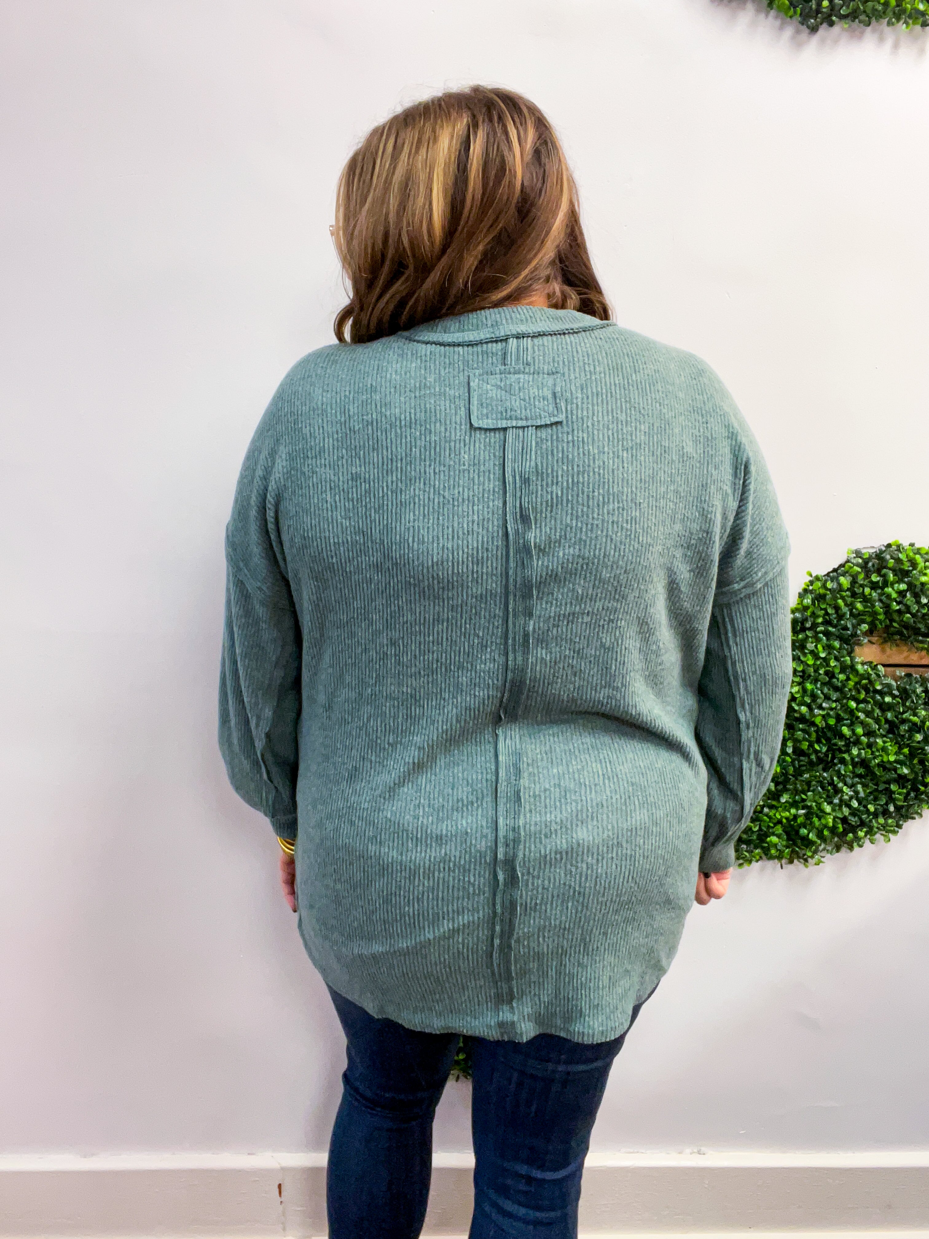 Meadow Ridge Drop Shoulder Sweater in Jade