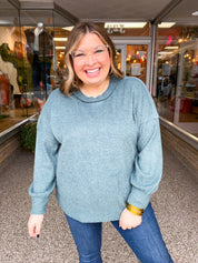 Meadow Ridge Drop Shoulder Sweater in Jade