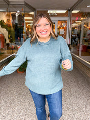 Meadow Ridge Drop Shoulder Sweater in Jade