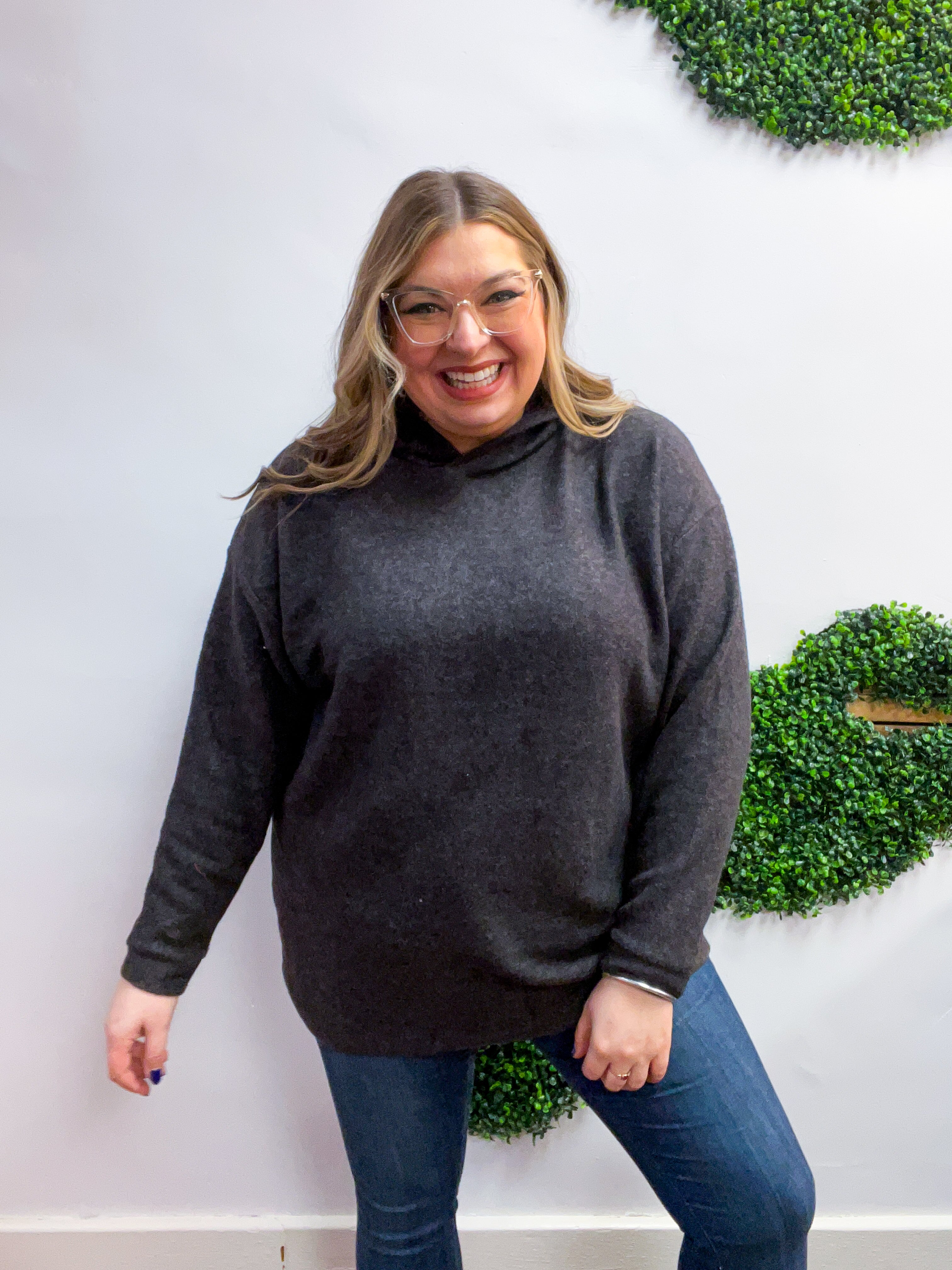 Snuggle Season Sweater Hoodie in Black