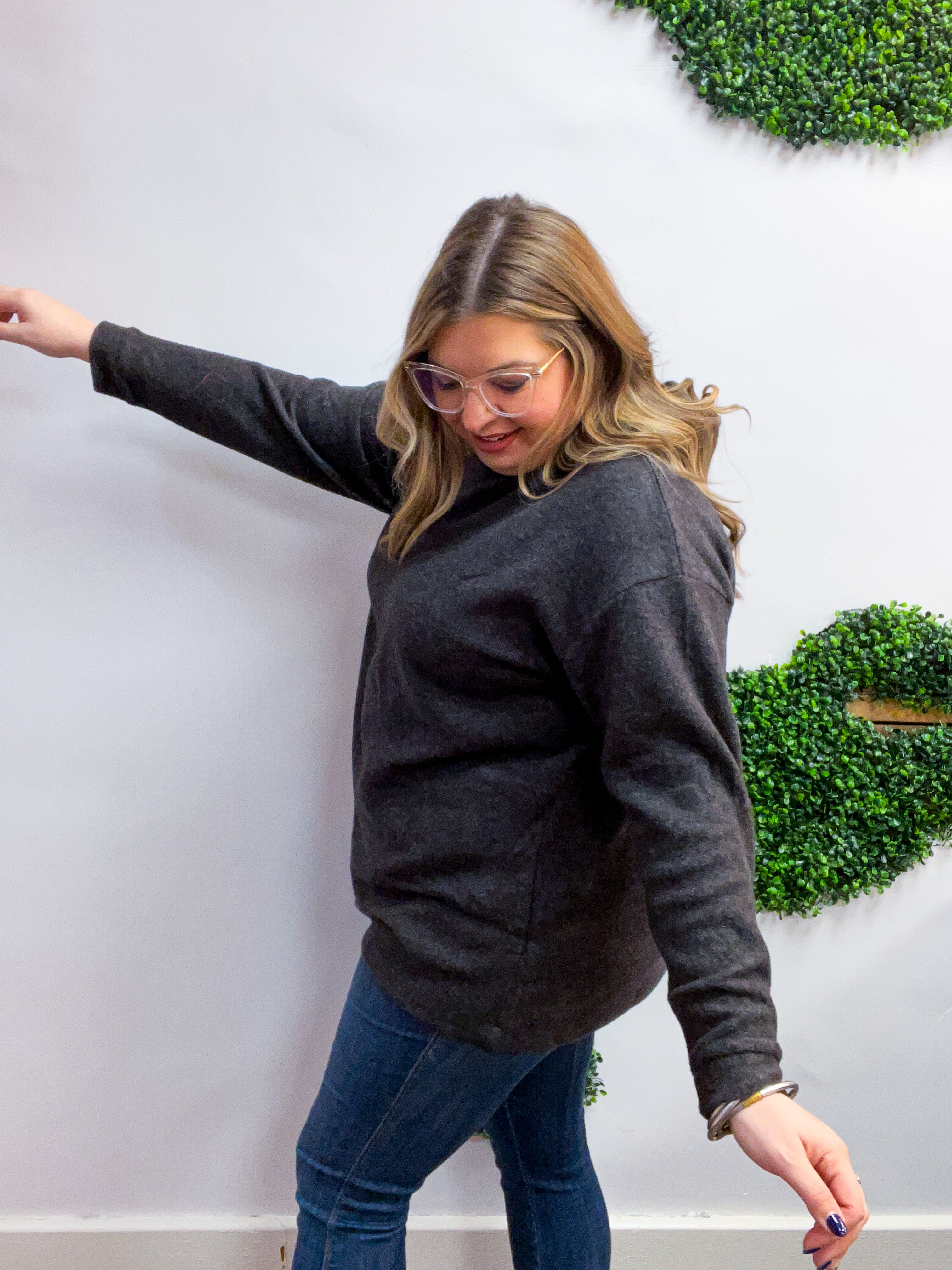 Snuggle Season Sweater Hoodie in Black