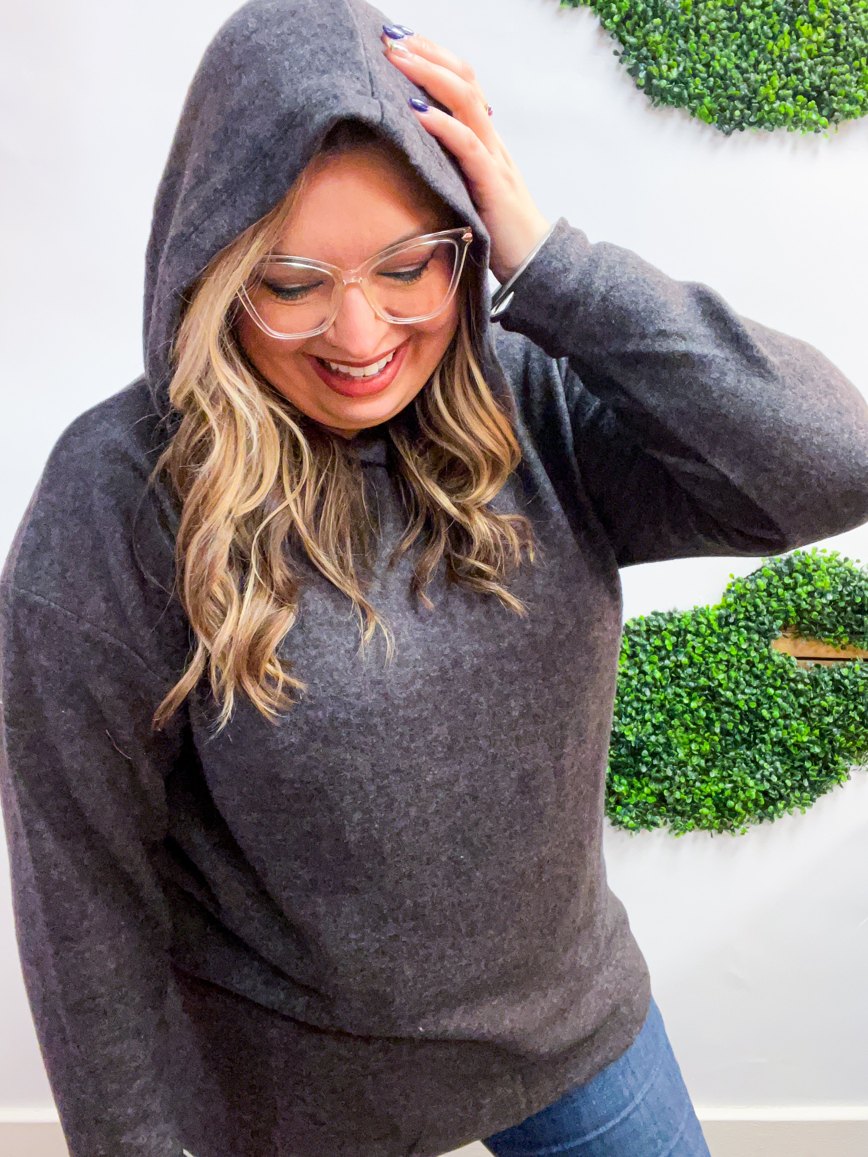 Snuggle Season Sweater Hoodie in Black