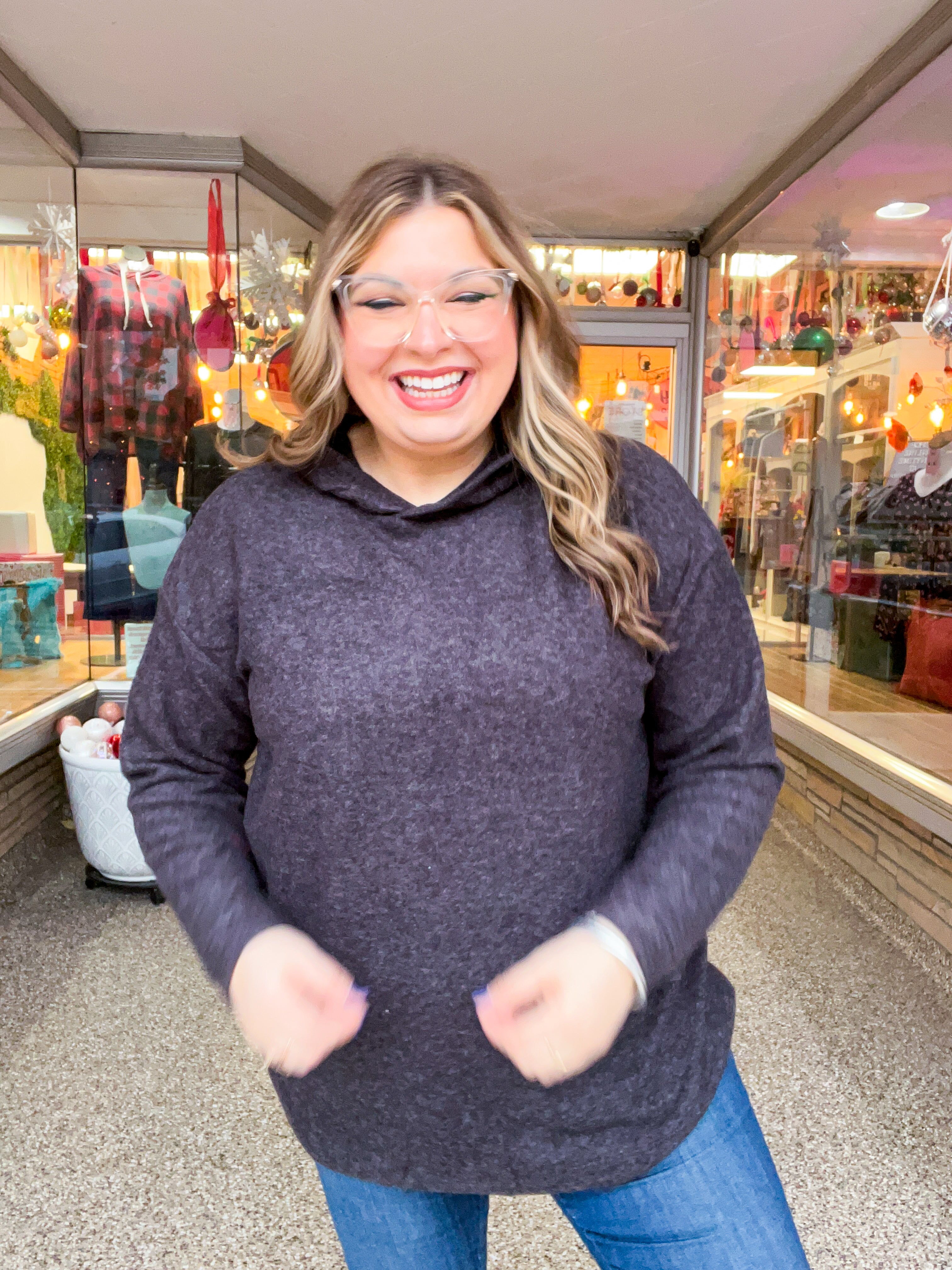 Snuggle Season Sweater Hoodie in Black