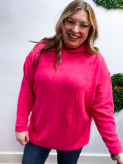 Snuggle Season Sweater Hoodie in Hot Pink
