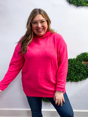 Snuggle Season Sweater Hoodie in Hot Pink