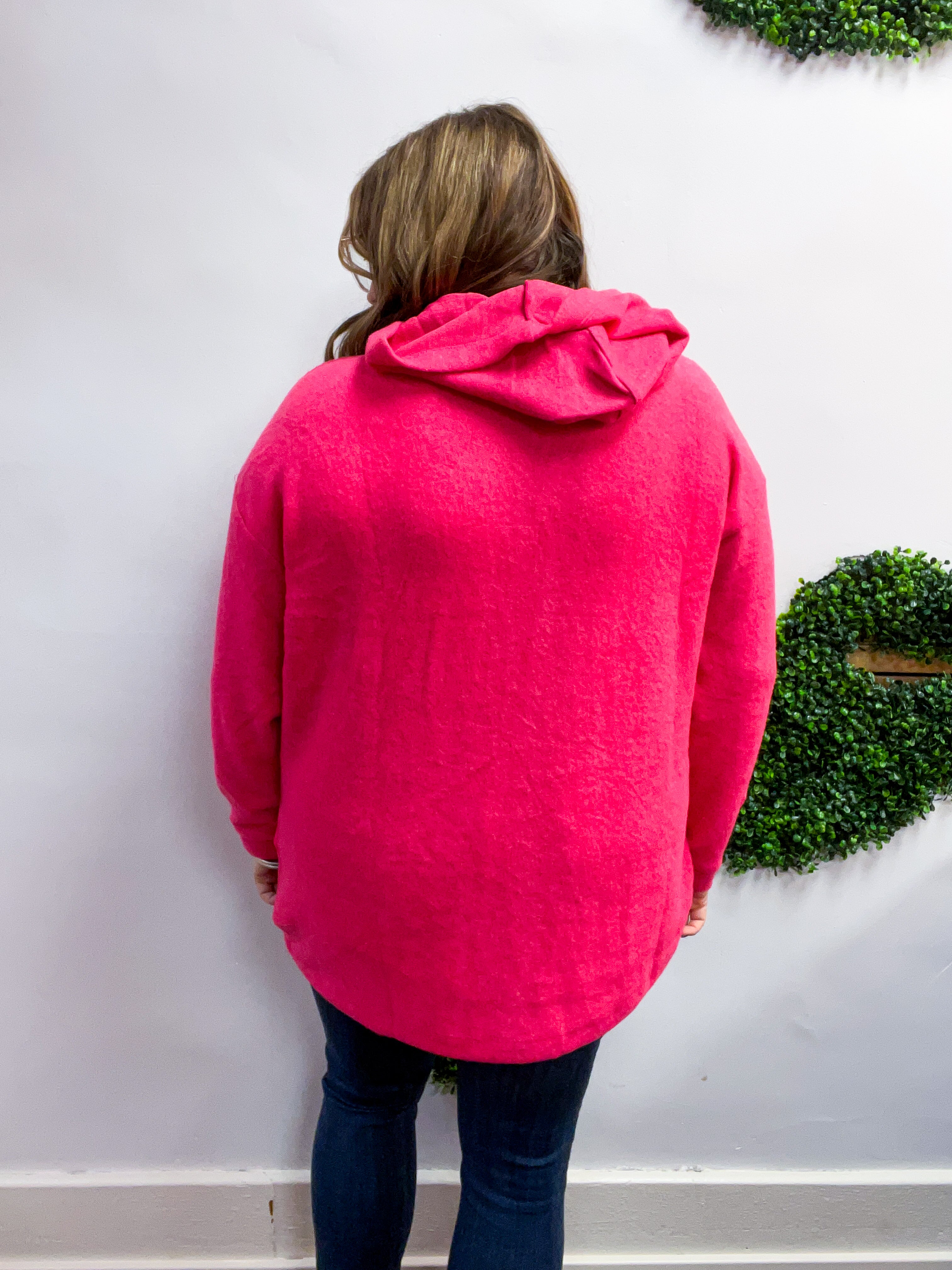 Snuggle Season Sweater Hoodie in Hot Pink