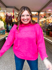 Snuggle Season Sweater Hoodie in Hot Pink