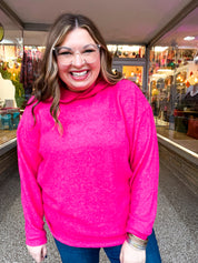 Snuggle Season Sweater Hoodie in Hot Pink