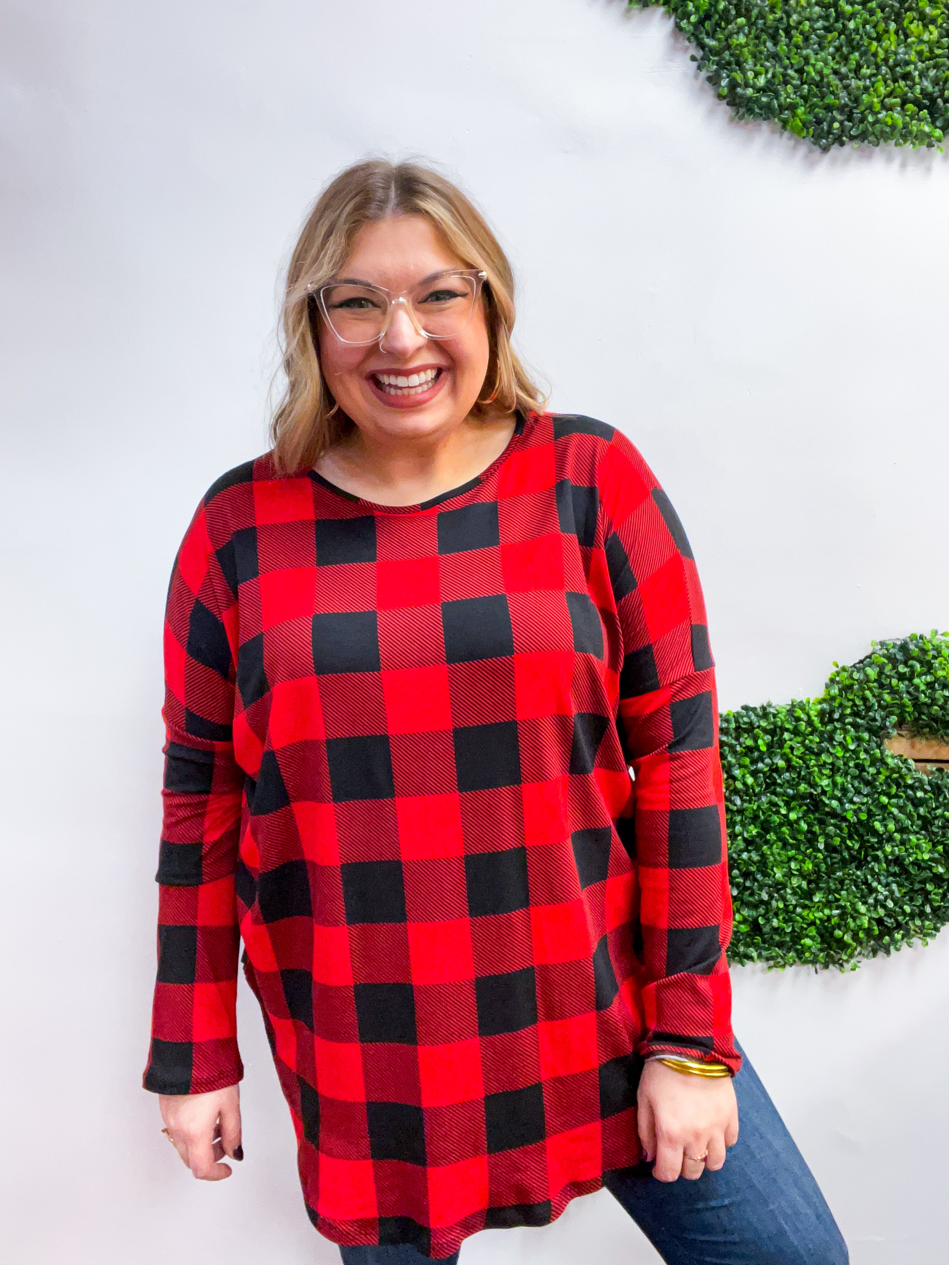 Merry Moments Plaid Tunic in Red