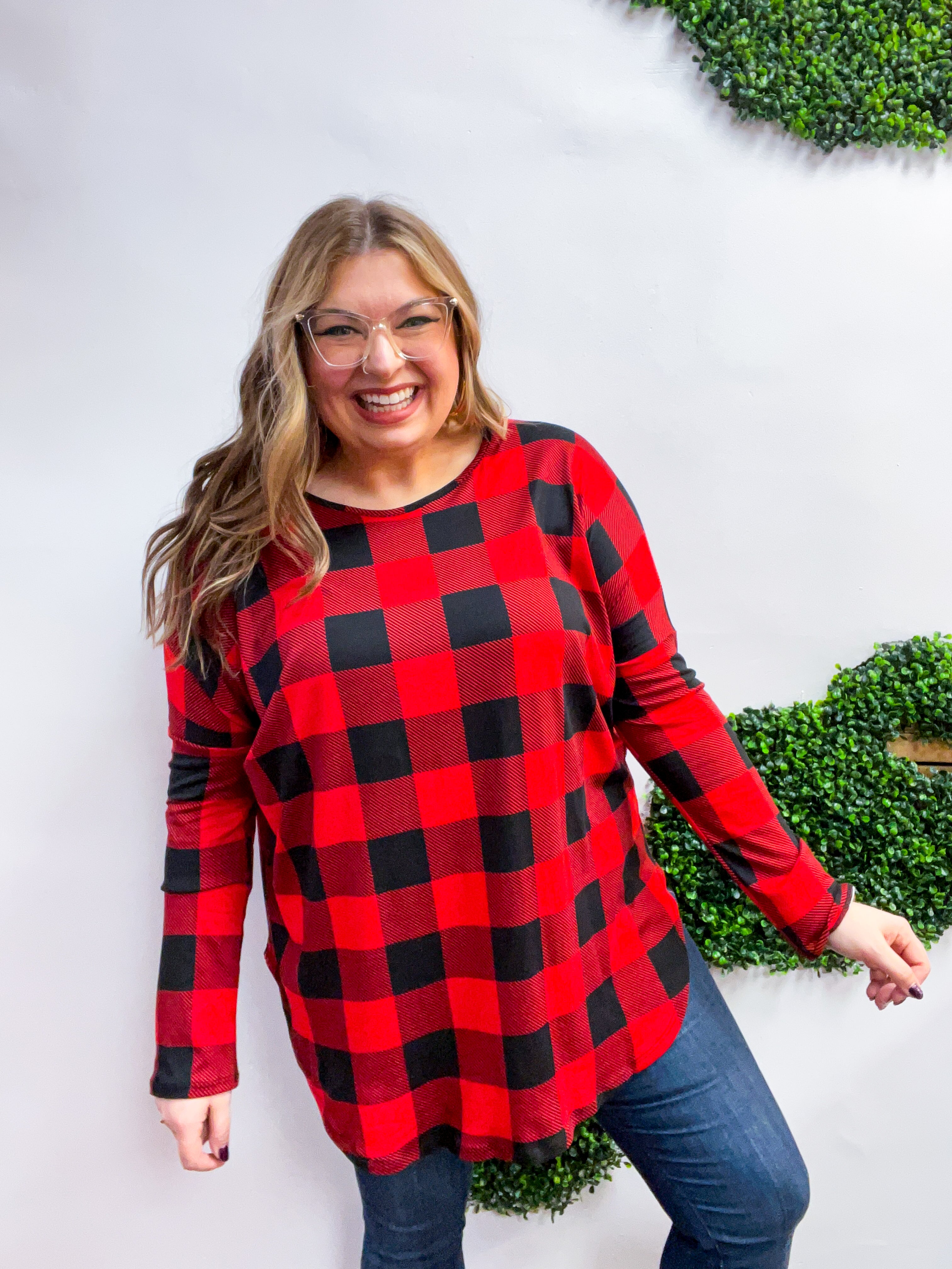 Merry Moments Plaid Tunic in Red