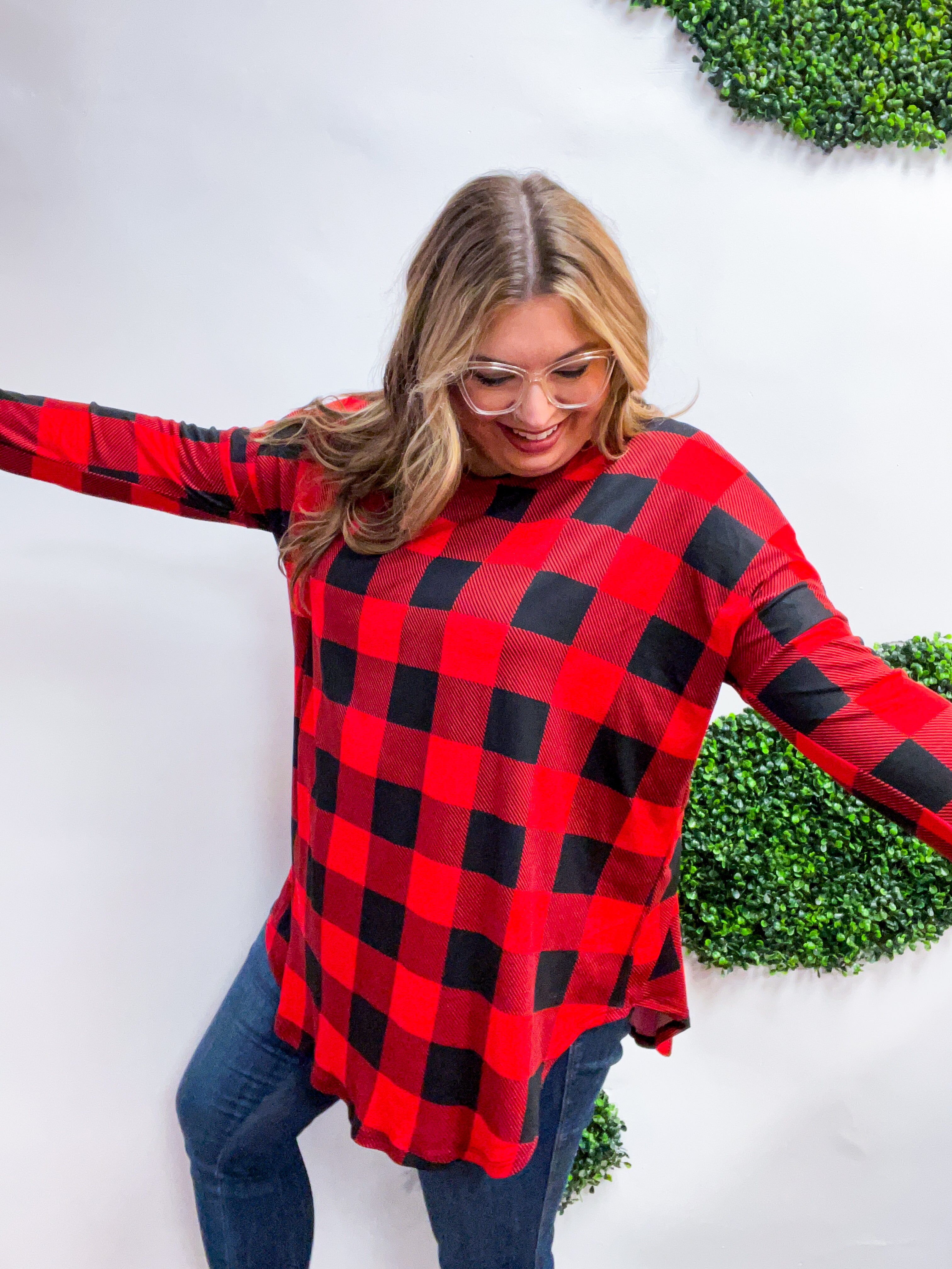 Merry Moments Plaid Tunic in Red