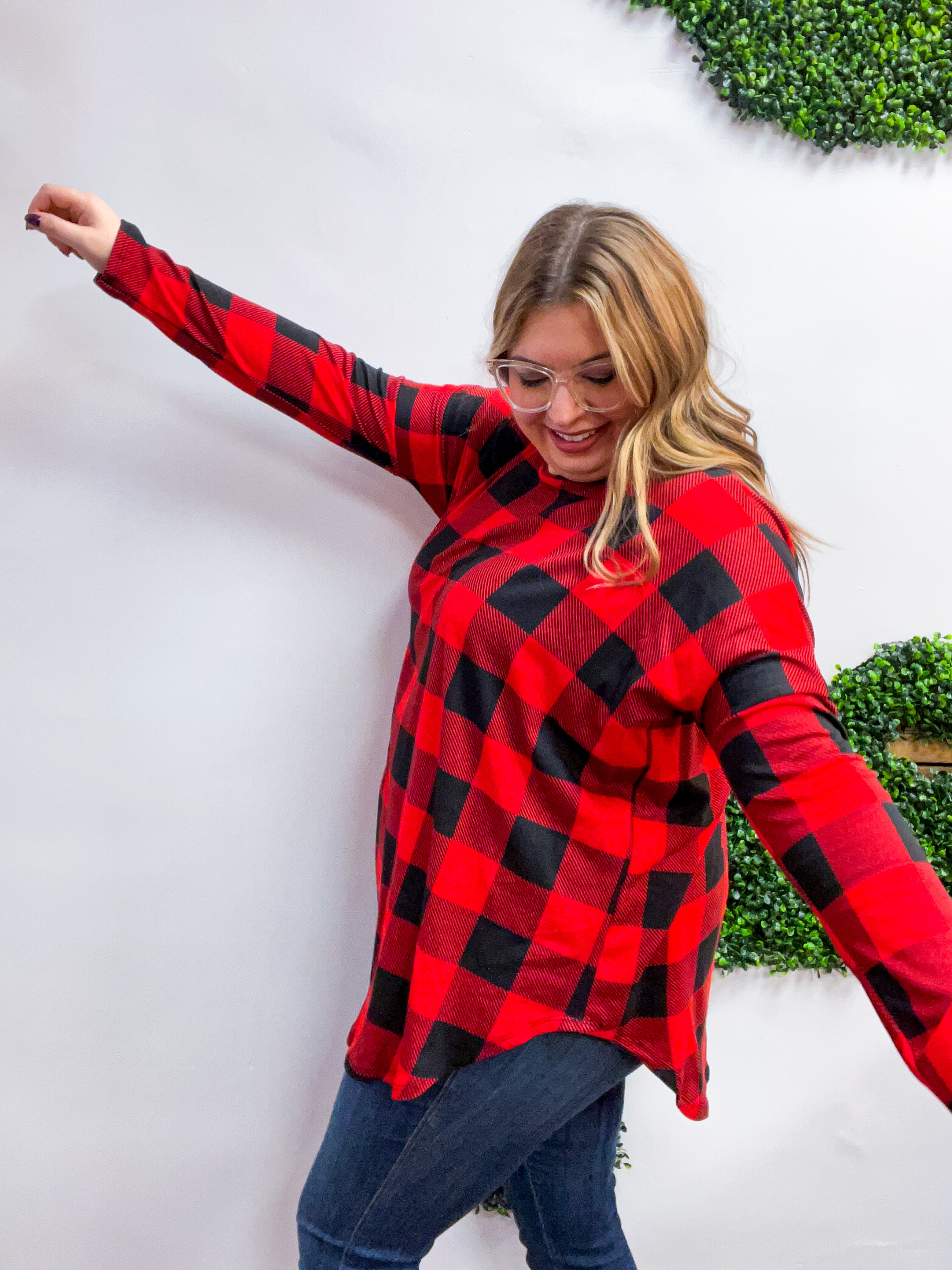 Merry Moments Plaid Tunic in Red